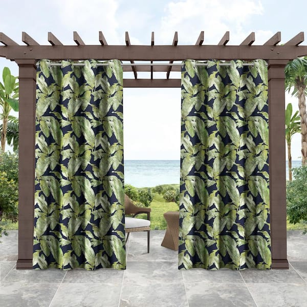 Tommy Bahama Island Palm Island Deep Palm Leaf Light Filtering Grommet Top Indoor/Outdoor Curtain, 54 in. W x 108 in. L (Set of 2)