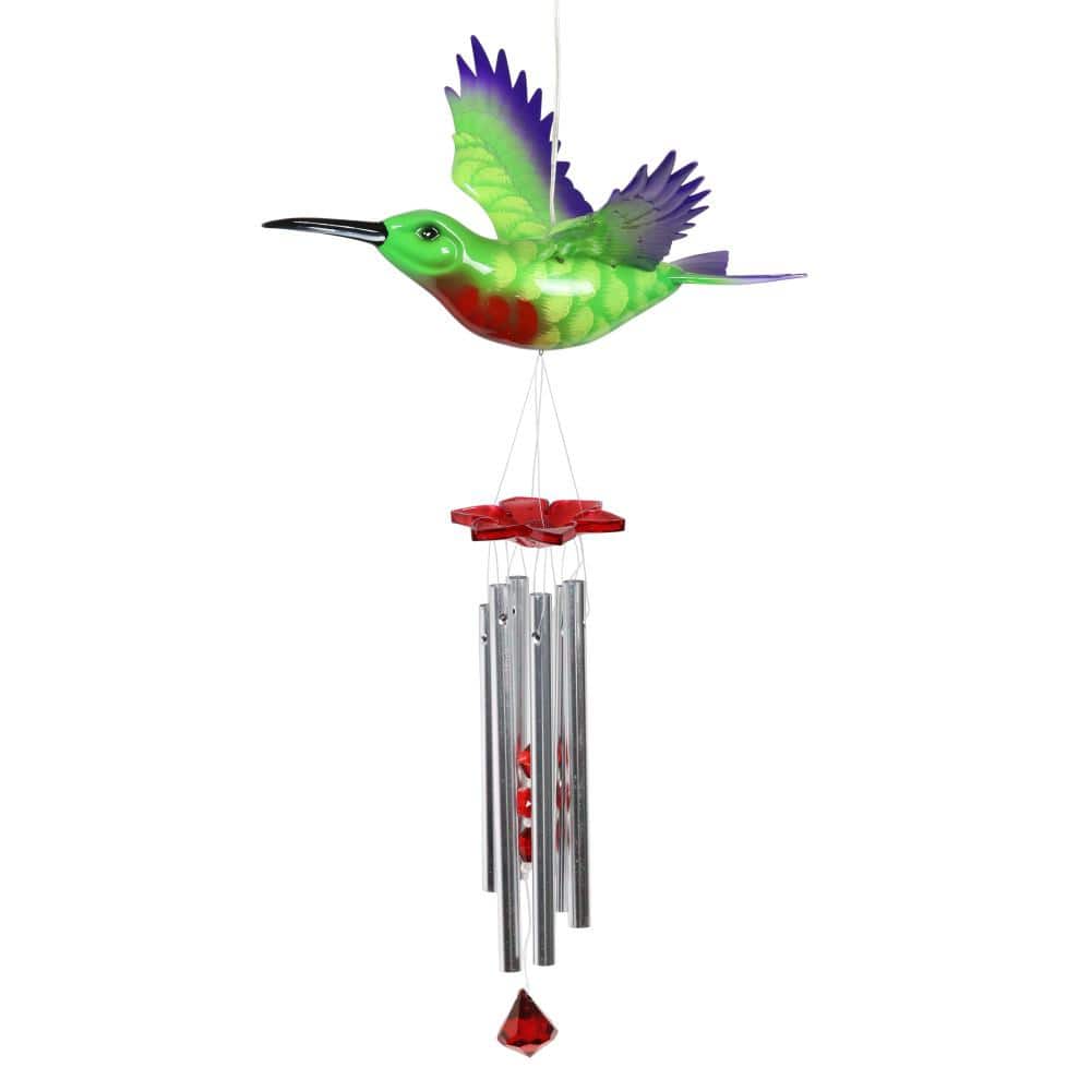 Exhart Solar Hummingbird Fluttering Wings Metal Wind Chimes 40217-RS - The  Home Depot