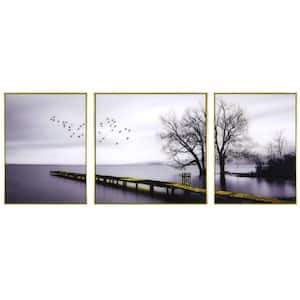 "Lonely Autumn" Glass Framed Wall Decorate Art Print (3 pcs) 32 in. x 32 in.