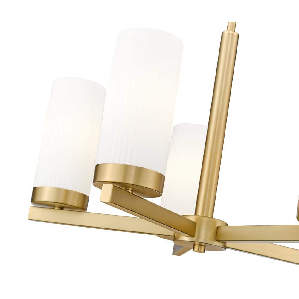Gold 5-Light Mini Chandelier with Frosted Glass Shades