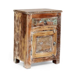 natural wood and white nightstand