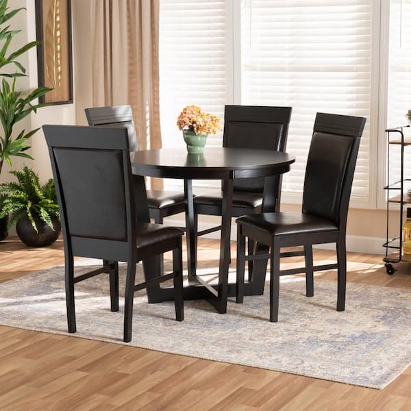 Baxton Studio Irma 5 Piece Dark Brown and Espresso Brown Dining