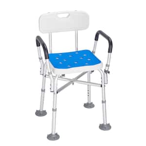 Shower Chair Seat with Padded Arms and Back Shower Stool Shower Chair Adjustable Height 15.7 in. W, White Free-standing