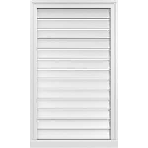 24 in. x 40 in. Vertical Surface Mount PVC Gable Vent: Functional with Brickmould Sill Frame