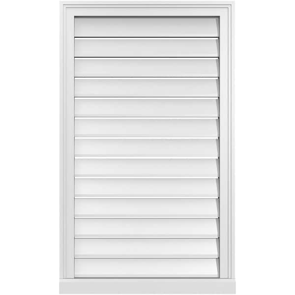 Ekena Millwork 24 in. x 40 in. Vertical Surface Mount PVC Gable Vent: Functional with Brickmould Sill Frame