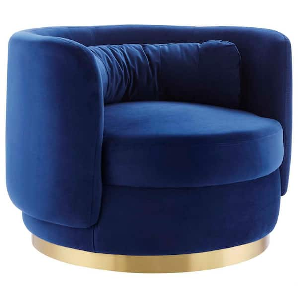 blue suede swivel chair