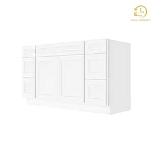 Easy-DIY Combo Bases - 2-Drawer Stack 60 in. W x 21 in. D x 34.5 in. H Bath Vanity Cabinet without Top in Shaker White