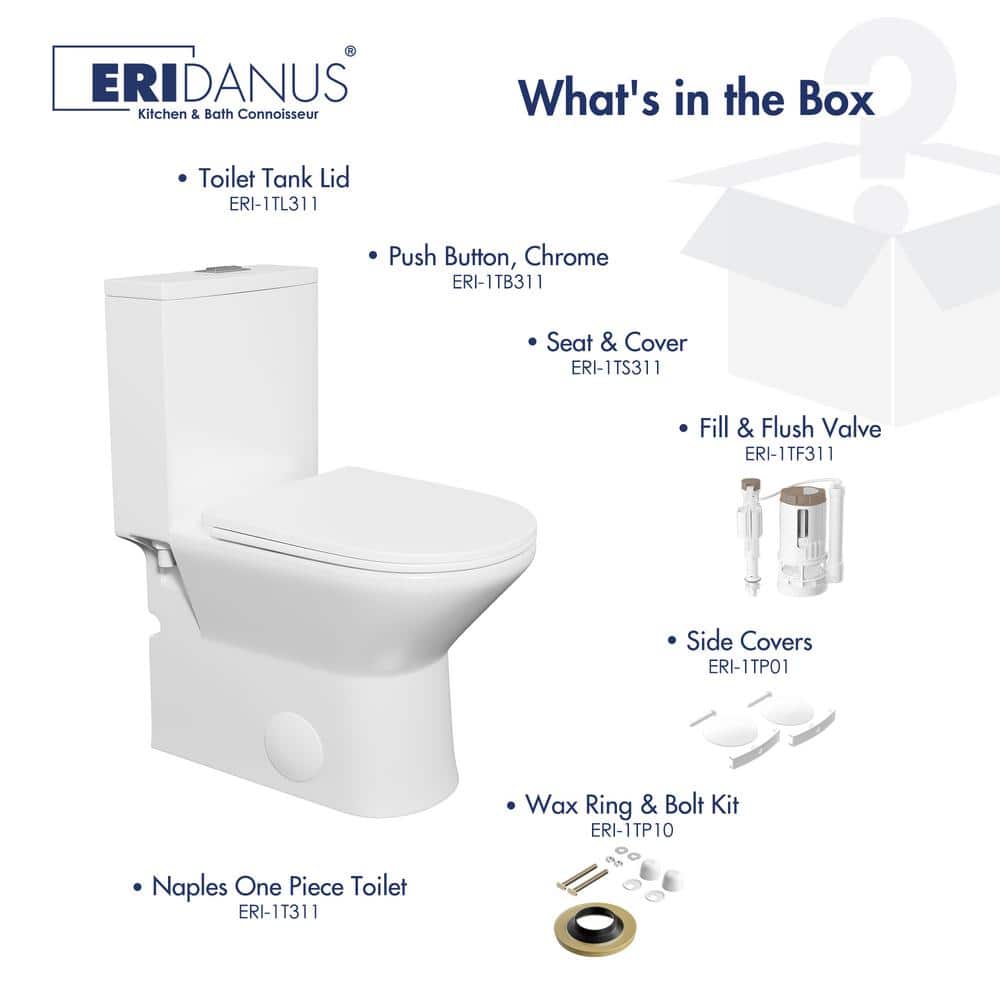 Naples White Dual Flush Compact Chair Height Elongated Toilet