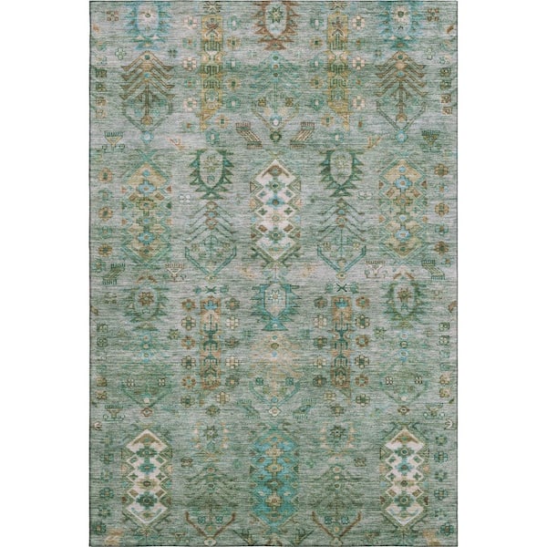 Mayfield Premium Machine Washable Abstract AMF2047 Sage 9 ft. x 12 ft. Area Rug