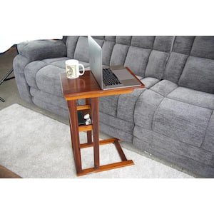19 in. W Mahogany 26.5 in. H Rectangle Acacia Wood C-Table with Storage Tray
