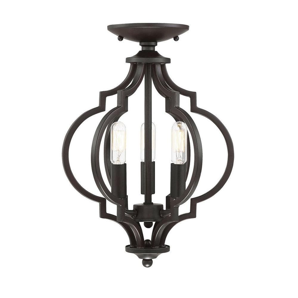 11 in. W x 16 in. H, 3-Light Ceiling Light in Oil Rubbed Bronze Semi- Flush Mount price history on PriceWatchPro