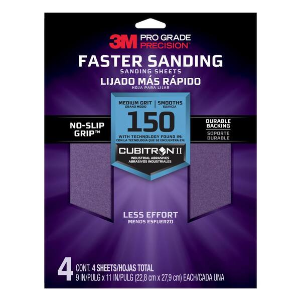 3M Pro Grade Precision 9 in. x 11 in. 150 Grit Medium Advanced Sanding Sheets (4-Pack) (Case of 20)