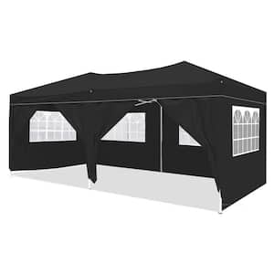 Anky 10 ft. x 20 ft. Black EZ Pop Up Canopy Outdoor Portable Party Folding Tent with 6-Removable Sidewalls