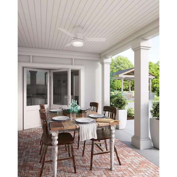 Gilmour 44 in. LED Indoor/Outdoor Matte White Ceiling Fan with Light Kit and Remote