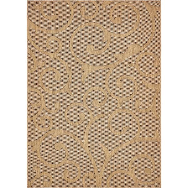 Unique Loom Outdoor Vine Light Brown 7' 0 x 10' 0 Area Rug