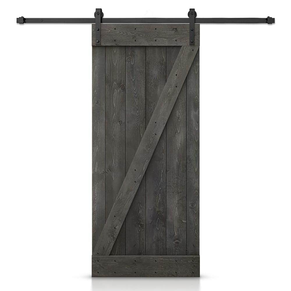 Z Series 32 in. x 84 in. Carbon Gray Stained DIY Knotty Pine Wood Interior Sliding Barn Door with Hardware Kit price history on PriceWatchPro