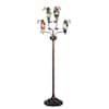 Toucans 61.75 in. Antique Bronze Floor Lamp with Hand Rolled Art Glass (Tiffany) Shade