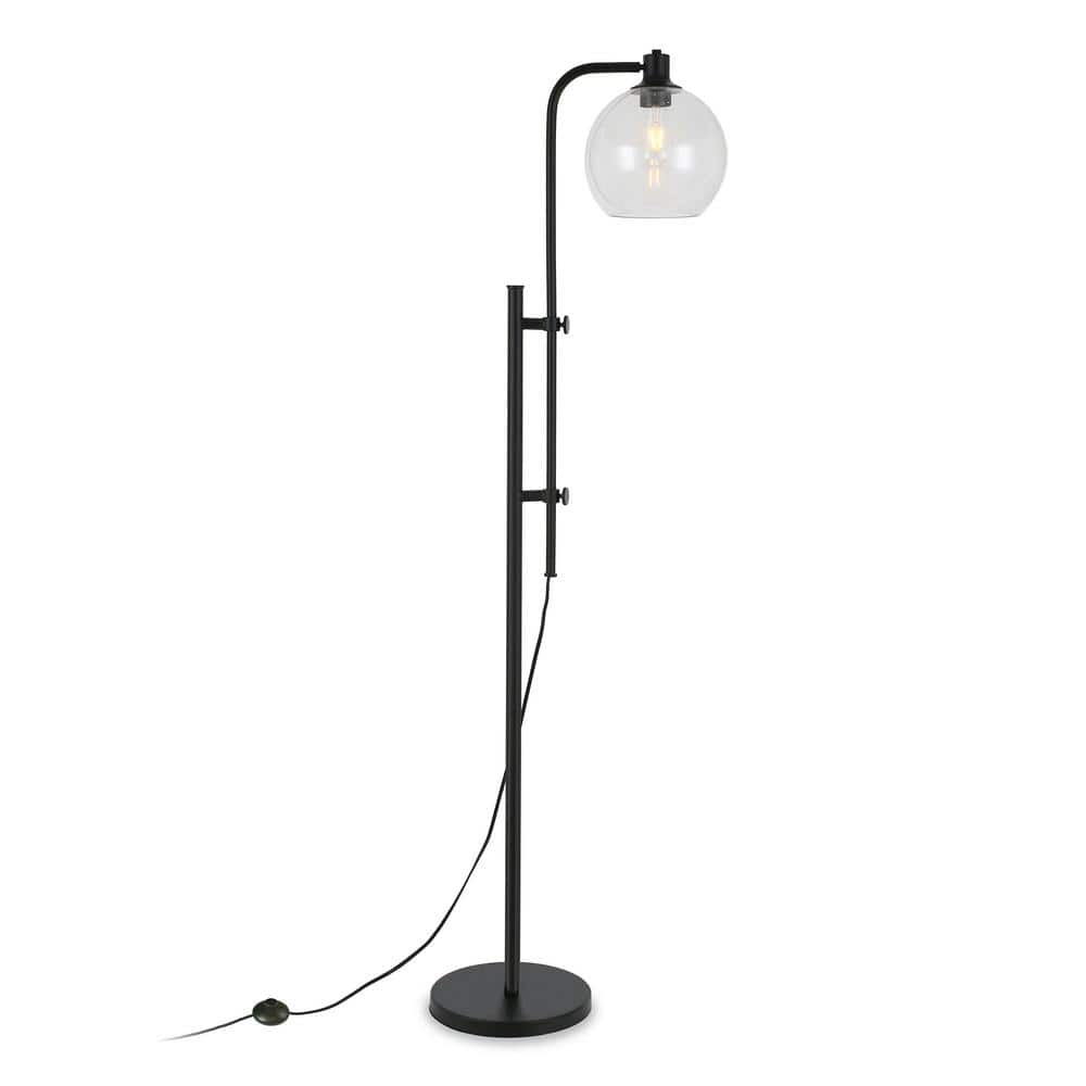 Adjustable Bronze Floor Lamp with Seeded Glass Shade
