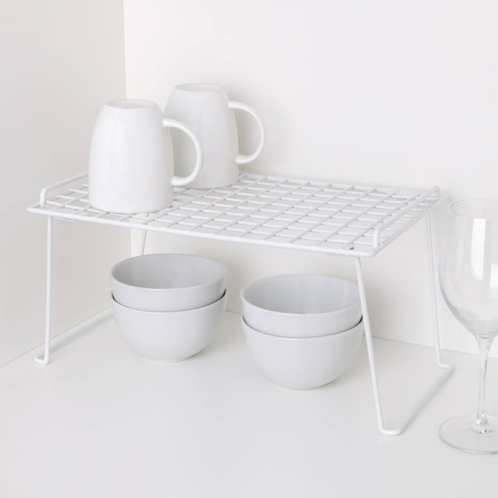 Large White Metal Stacking Cabinet Shelf Rack