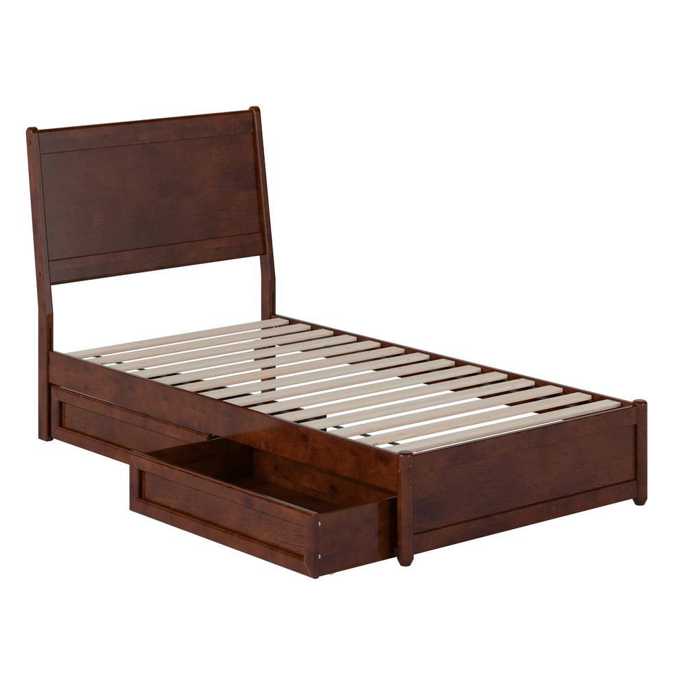 AFI Casanova Walnut Brown Solid Wood Frame Twin Platform Bed with Panel ...