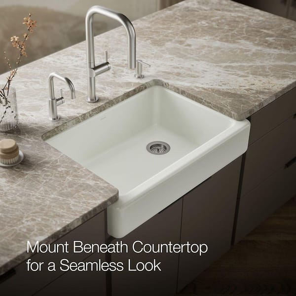 Whitehaven Farmhouse/Apron-Front Cast-Iron 33 in. Single Basin Kitchen Sink in Dune