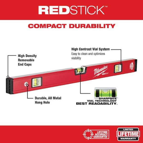 REDSTICK Magnetic Compact Box Level Set Details about  / 24 in.//48 in