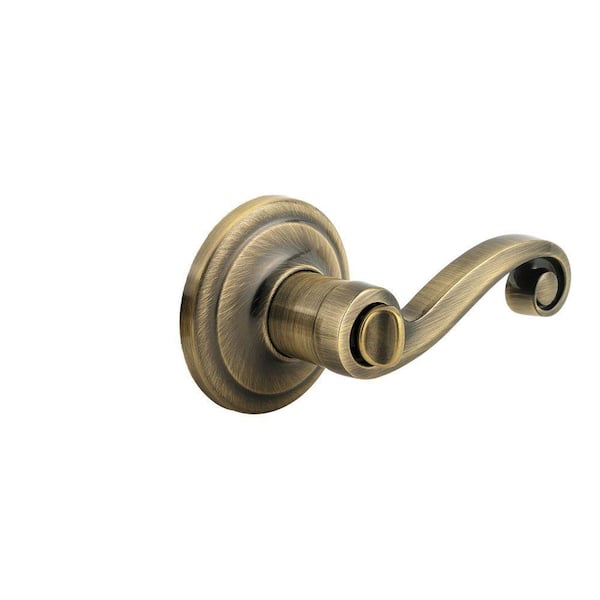 Kwikset Lido Antique Brass Bed/Bath Door Lever with Microban Antimicrobial Technology
