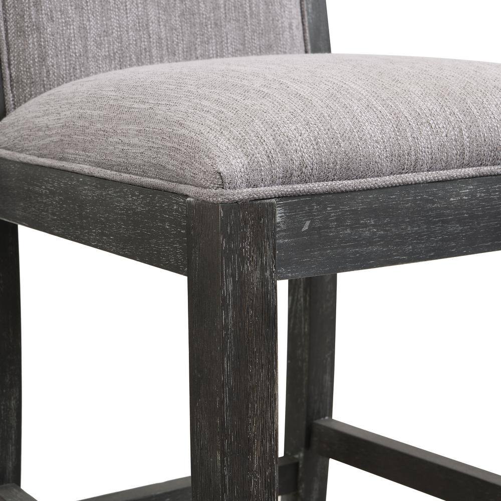Modern Black and Grey Upholstered Wood Counter Stools, Set of 2