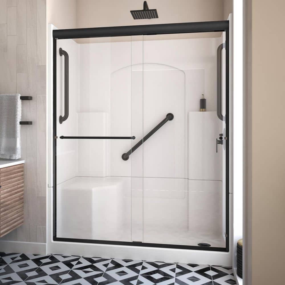 Accessible Living Alliance Plus 60 in. L x 32 in. W x 77.5 in. H Alcove Left Drain Shower Door Kit in Matte Black price history on PriceWatchPro