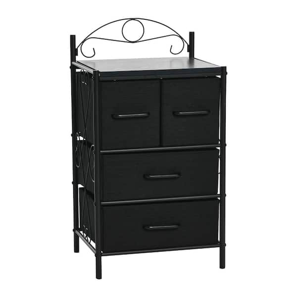 Victoria Black Oak 31.7 in. Accent Cabinet with 4-Drawers