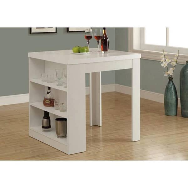 Monarch Specialties Counter Height Dining Table White Storage Pub/Bar Table