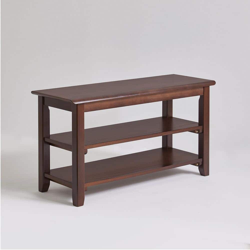 Zane 16.54 in. H x 31.50 in. W Brown Rubber Wood Shoe Storage Bench with 2-Tier Shelves price history on PriceWatchPro