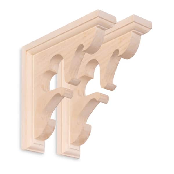Decorative Heart Brackets Set of 2-1.5 in. x 7 in. x 7 in.-Solid Unfinished Hardwood-Bracket Includes Hardware
