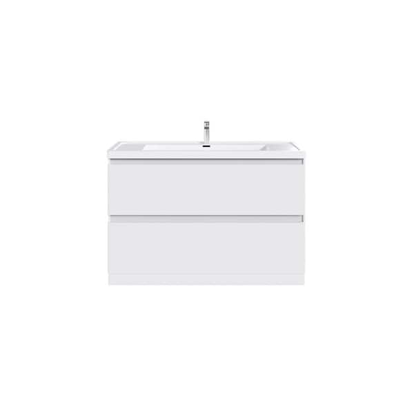 Glazzy 47 in. Single Sink White Bath Vanity with White Acrylic Top (Assembled)