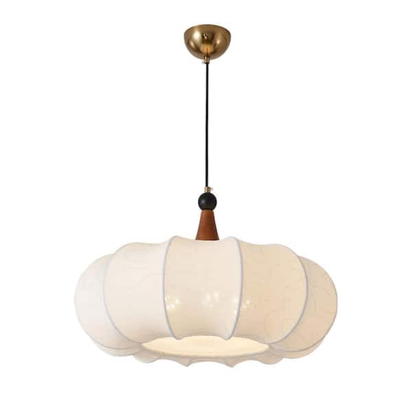 5 Lights Bronze Antique Drum Adjustable Hanging Chandelier for Living Dining Room, with White Fabric Shade