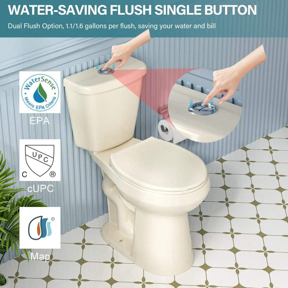19" White Vitreous China Dual Flush Round Two-Piece Toilet