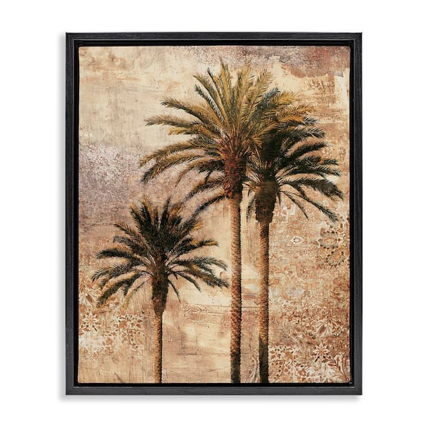 Stupell Industries Rustic Vintage Palms by Elizabeth Wright Black Floater Frame Nature Graphic Art Print 31 in. x 25 in.