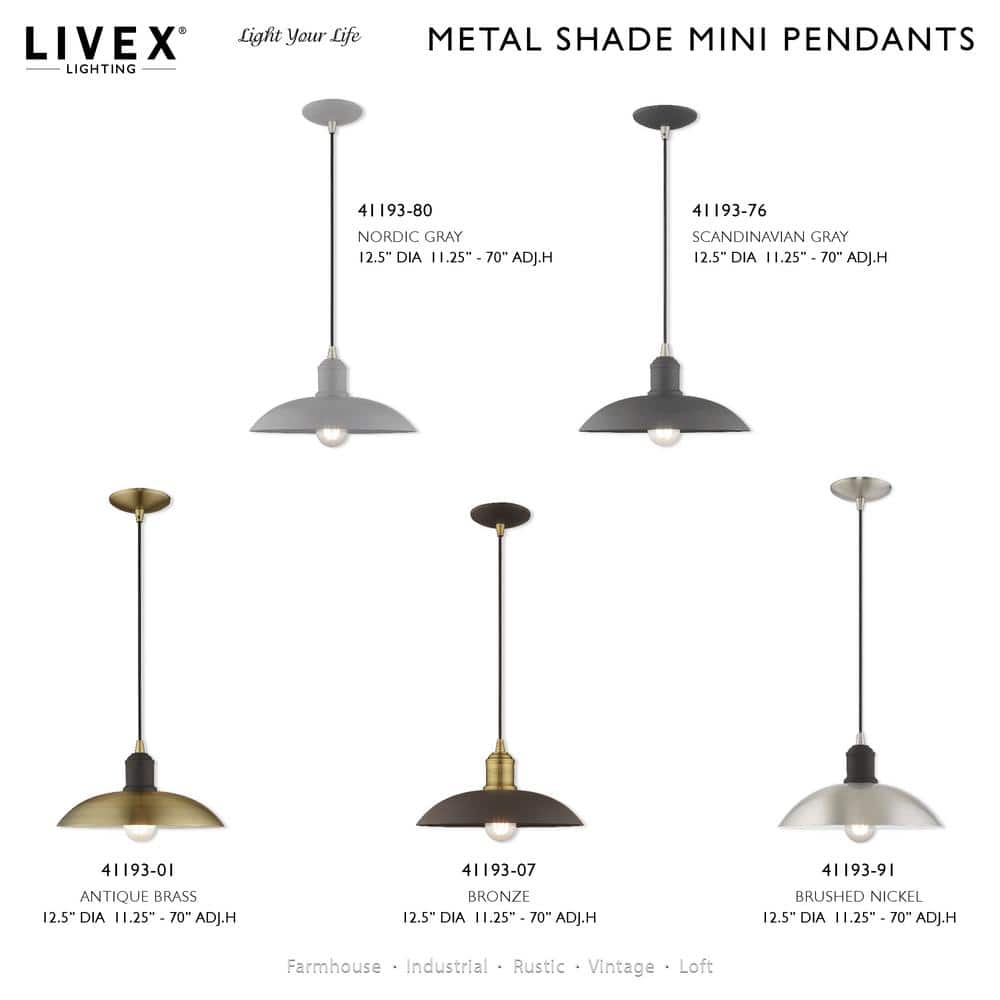 Brushed Nickel 1-Light Mini Pendant with Glass Bowl