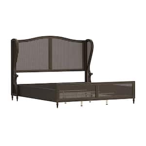 Sausalito Bronze King Wood and Cane Bed