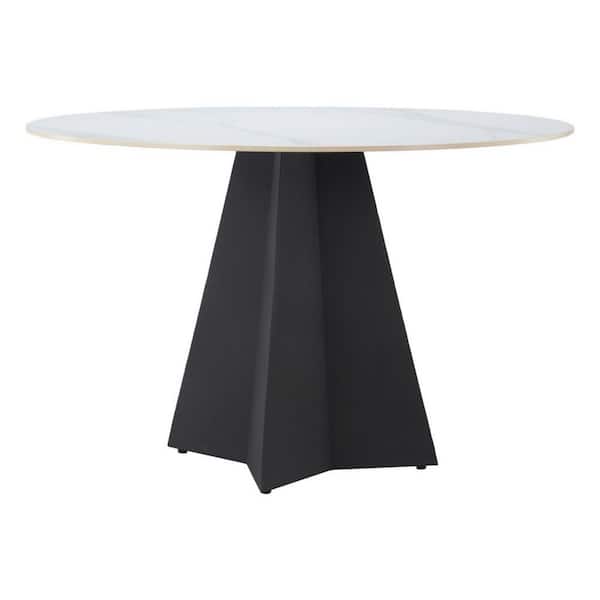 White Stone 48.00 in. Pedestal Base Dining Table Seats 4