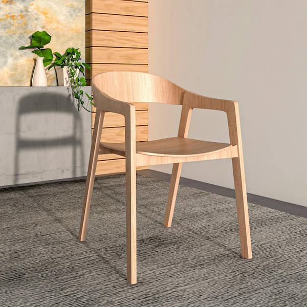 Rivo Modern Dining Chair in Oak Wood Contemporary Accent Armchair in Natural