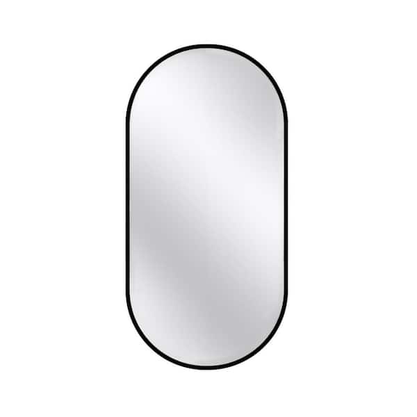 Boosicavelly 36 in. W x 18 in. H Oval Aluminum Framed Wall Mounted Bathroom Vanity Mirror in Black