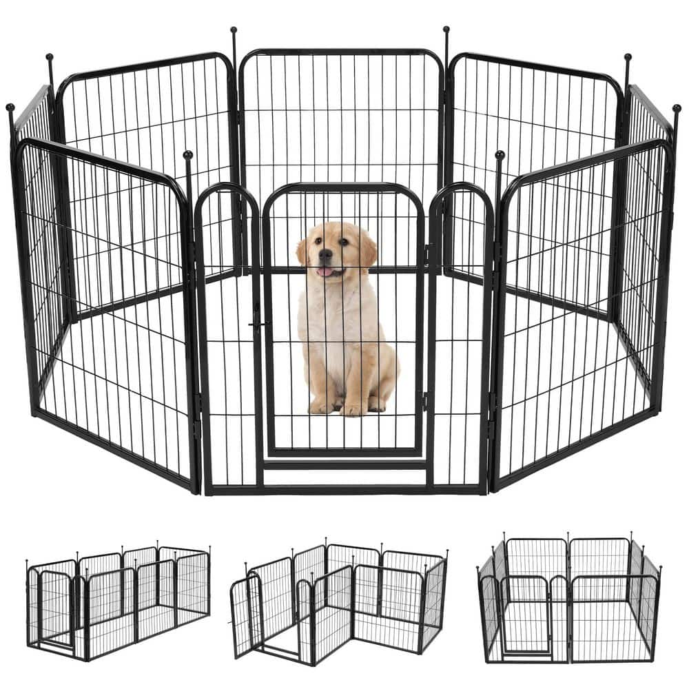 Tatayosi Foldable Metal Indoor Outdoor Dog Pet Fence Pet Puppy Playpen(8 Panels) P-CT-5661-8 - The Home Depot