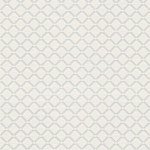 Armin White Diamond Trellis Textured Non-pasted Vinyl Wallpaper Sample