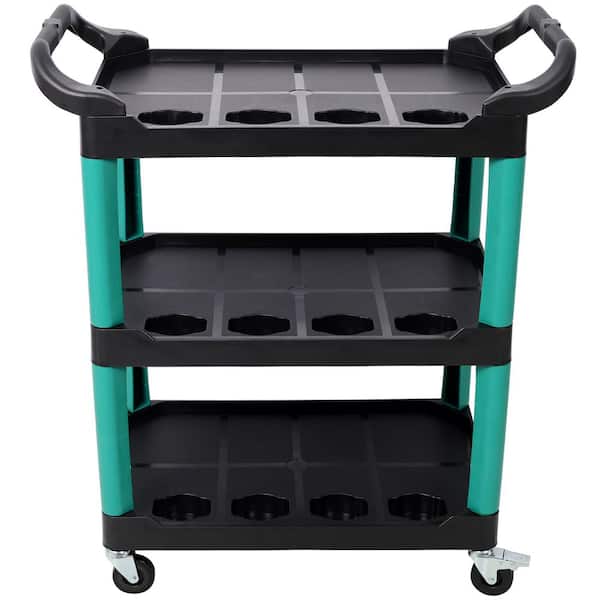 8 cu. ft. Plastic Rolling Detailing Cart with Wheels-Car Wash Organizer and Tool Storage for Garage Workshop Repair Shop