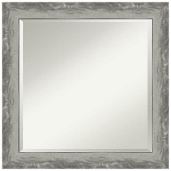 Amanti Art Waveline Silver Narrow 24.5 in. H x 24.5 in. W Framed Wall Mirror