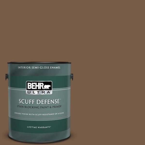 BEHR ULTRA 1 gal. #N250-7 Mission Brown Extra Durable Semi-Gloss Enamel Interior Paint & Primer