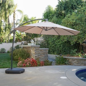 9.71 ft. Aluminum Cantilever Tilt Outdoor Patio Umbrella in Sand