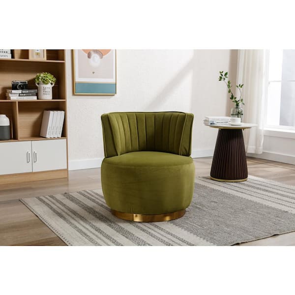 39F Furniture Dream Moderm Adjustable Velvet Swivel Armchair With High Back And Metal Base Ergonomic Design Comfortable Office Home Chair For Living Room Bedroom Office Green 61.5x59