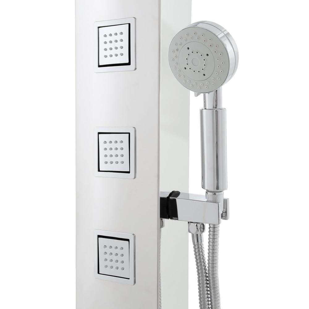 Polished Chrome Stainless Steel 59" Shower Panel with Jets and Handheld Wand